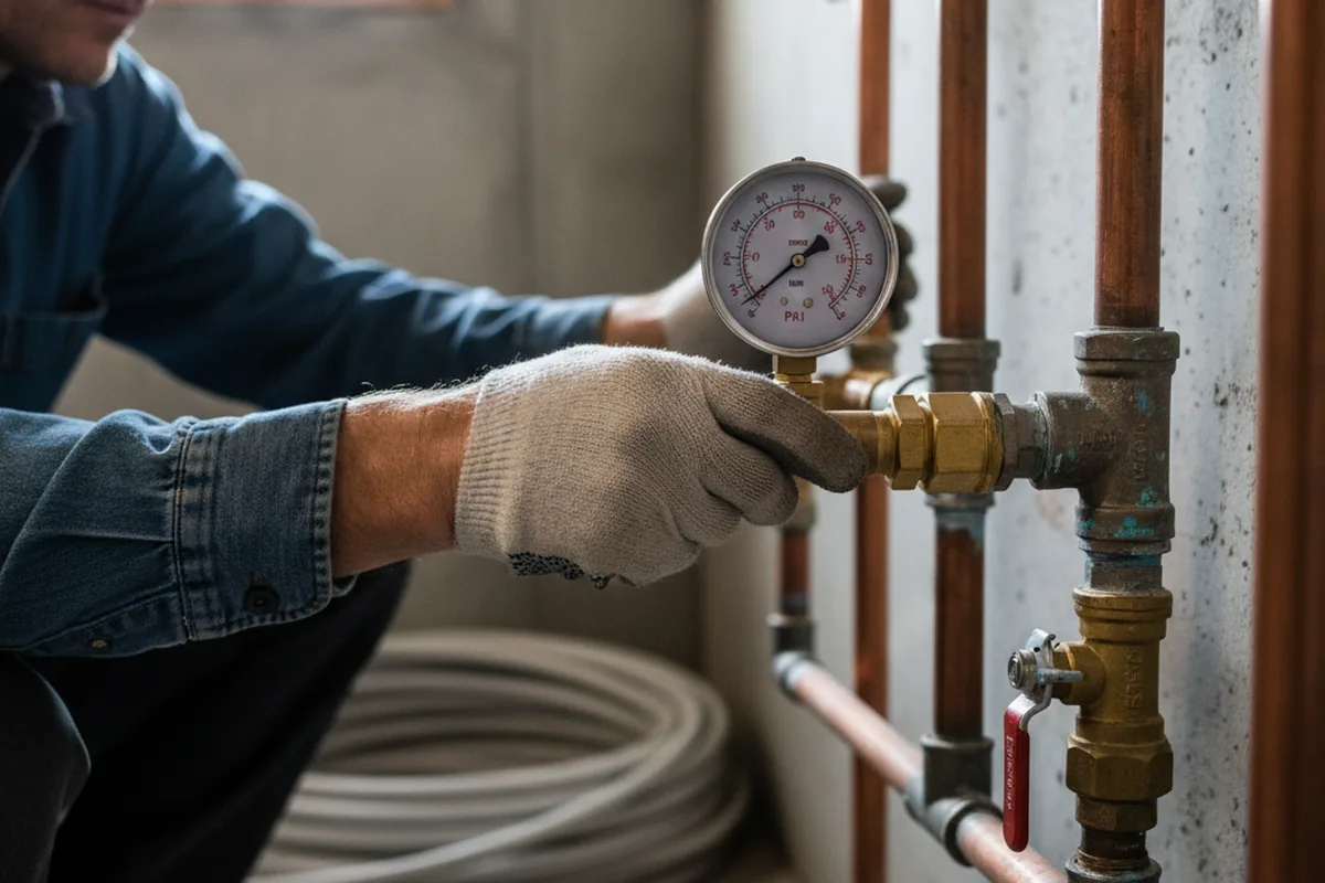 Pressure testing a repaired line during Water Line Repair in Paintsville